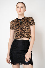 Dolce & Gabbana Cropped Jersey T-shirt in Leopard