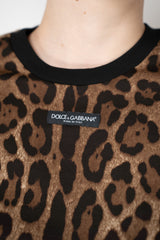 Dolce & Gabbana Cropped Jersey T-shirt in Leopard