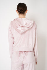 Rag & Bone Miramar Velvet Zip Hoodie in Pink Marble