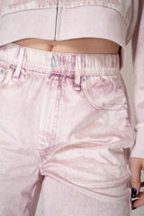 Rag & Bone Miramar Pull-On Velvet Wide Leg Pants in Pink Marble