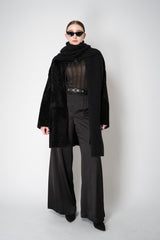 Lorena Antoniazzi Reversible Leather and Shearling Coat in Black