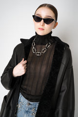 Lorena Antoniazzi Reversible Leather and Shearling Coat in Black