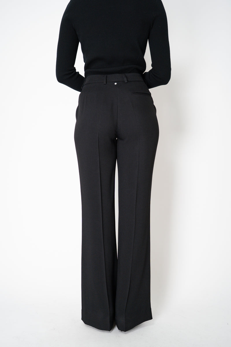 Lorena Antoniazzi Crepe Straight Leg Trousers in Black