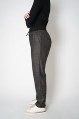 Lorena Antoniazzi Wool Viscose Pull-On Style Plaid Trousers in Dark Grey