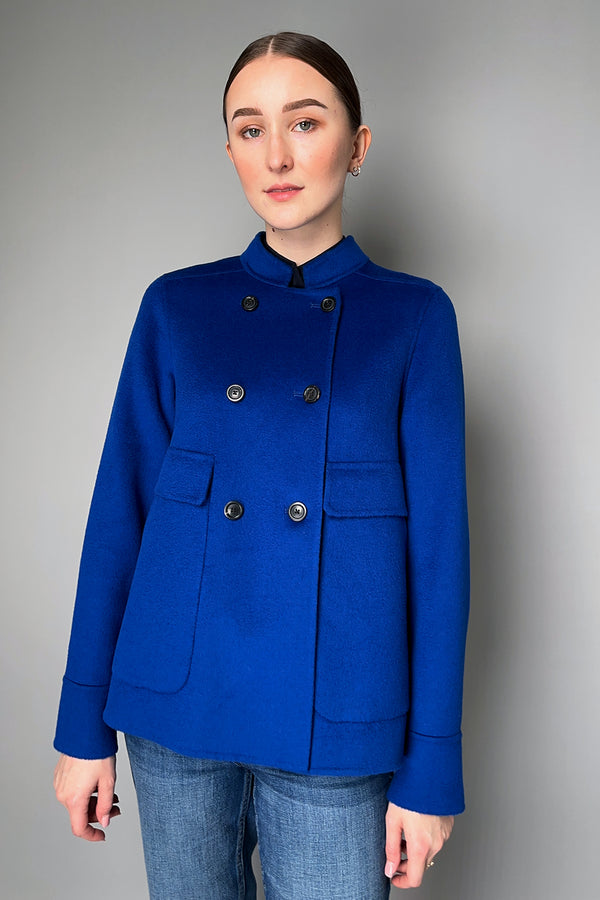 Odeeh Wool Cashmere Flannel Coat in Royal Blue- Ashia Mode- Vancouver, BC