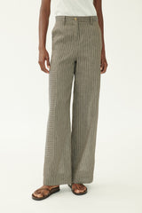 Annette Gortz Linen Blend Wide-Leg Striped Pants in Grey Vancouver. Shop Online or in Store.
