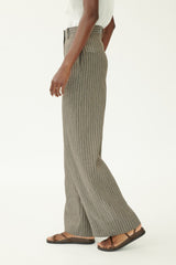 Annette Gortz Linen Blend Wide-Leg Striped Pants in Grey Vancouver. Shop Online or in Store.