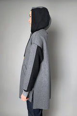 Lorena Antoniazzi Hooded Patchwork Jacket in Light and Dark Grey
