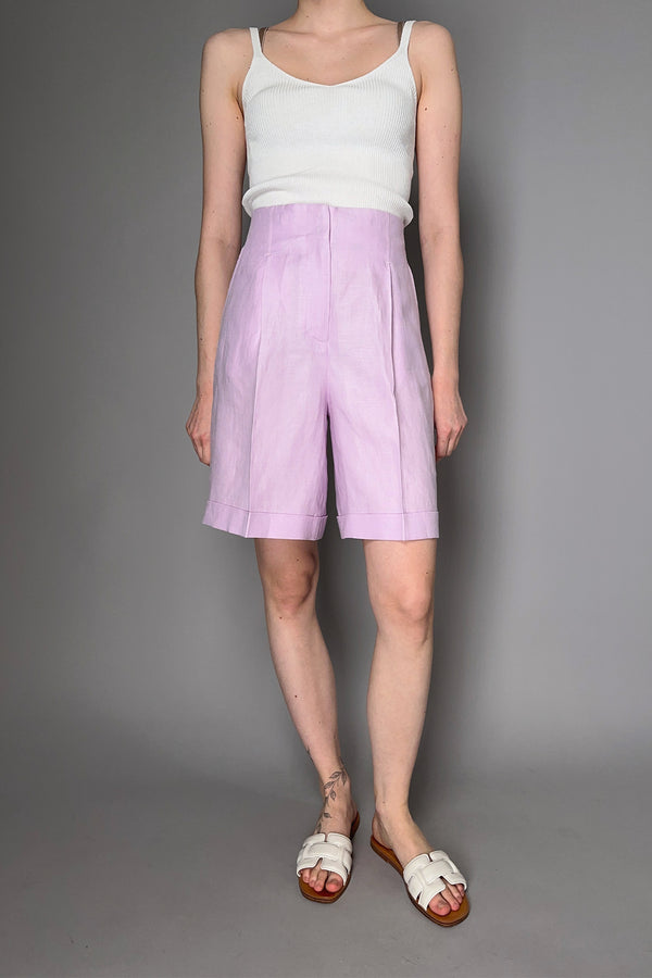 Peserico Linen Shorts with Brilliant Detail in Pink