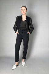 Peserico Bomber Cardigan with Cotton Voile Sleeves in Black