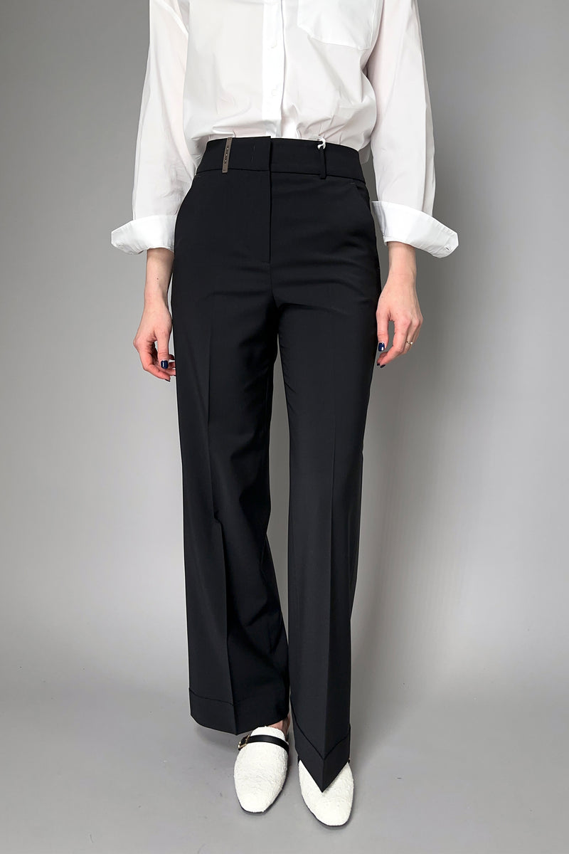 Peserico Straight Leg Wool Trousers in Black Vancouver. Shop Online or in Store.