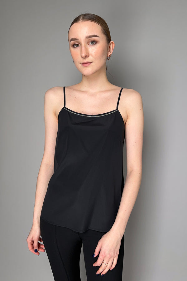 Peserico Silk Camisole in Brilliant Beading in Black Vancouver. Shop Online or in Store.