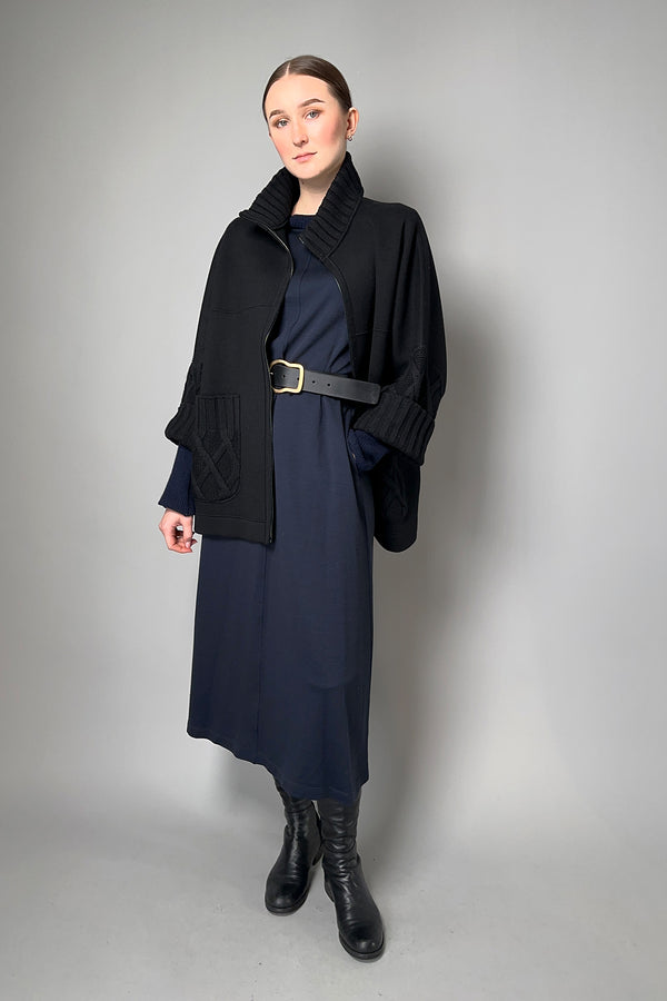 Antonelli Nettuno Long Jersey Dress in Navy- Ashia Mode- Vancouver, BC
