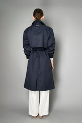 Peserico Linen Sateen Trench Coat in Navy Vancouver. Shop Online or in Store.