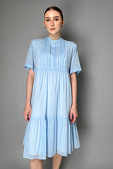 Peserico Layered Cotton Tier Dress in Sky Blue