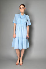 Peserico Layered Cotton Tier Dress in Sky Blue