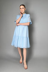 Peserico Layered Cotton Tier Dress in Sky Blue Vancouver. Shop Online or in Store.