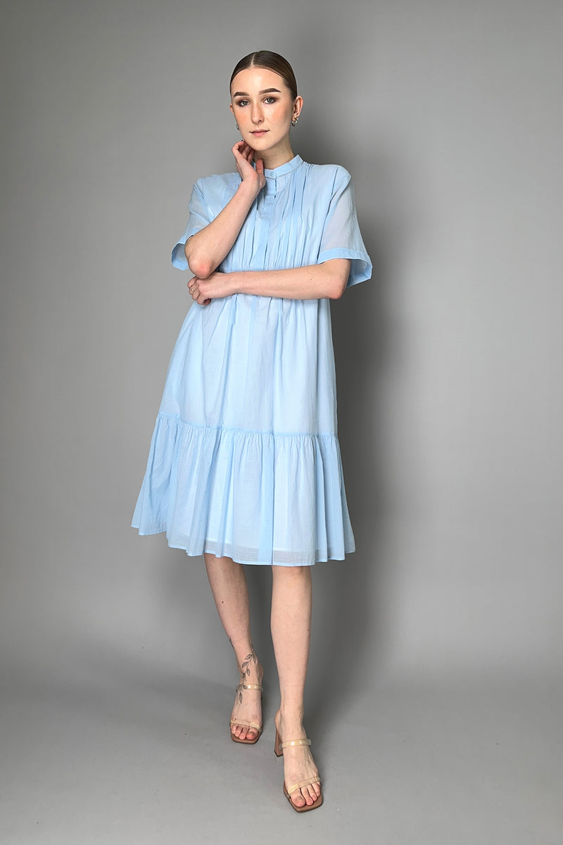 Peserico Layered Cotton Tier Dress in Sky Blue