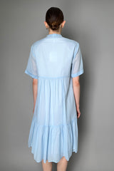 Peserico Layered Cotton Tier Dress in Sky Blue