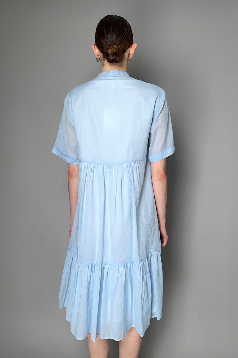 Peserico Layered Cotton Tier Dress in Sky Blue