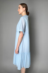 Peserico Layered Cotton Tier Dress in Sky Blue