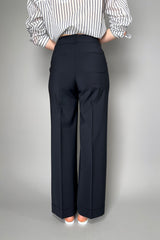 Peserico Straight Leg Wool Trousers in Midnight Navy