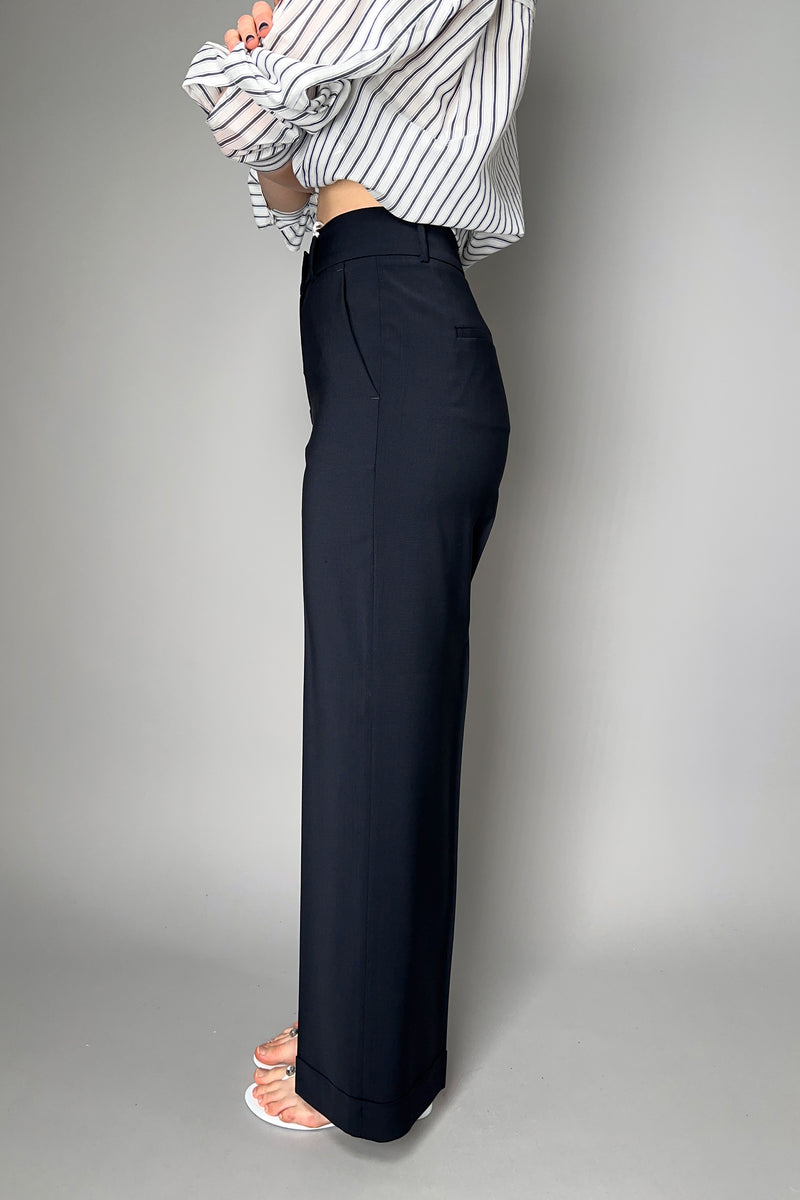 Peserico Straight Leg Wool Trousers in Midnight Navy Vancouver. Shop Online or in Store.