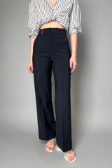 Peserico Straight Leg Wool Trousers in Midnight Navy