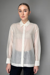 Peserico Cotton Voile Shirt with Brilliant Beading in White
