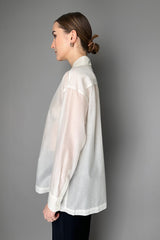 Peserico Cotton Voile Shirt with Brilliant Beading in White