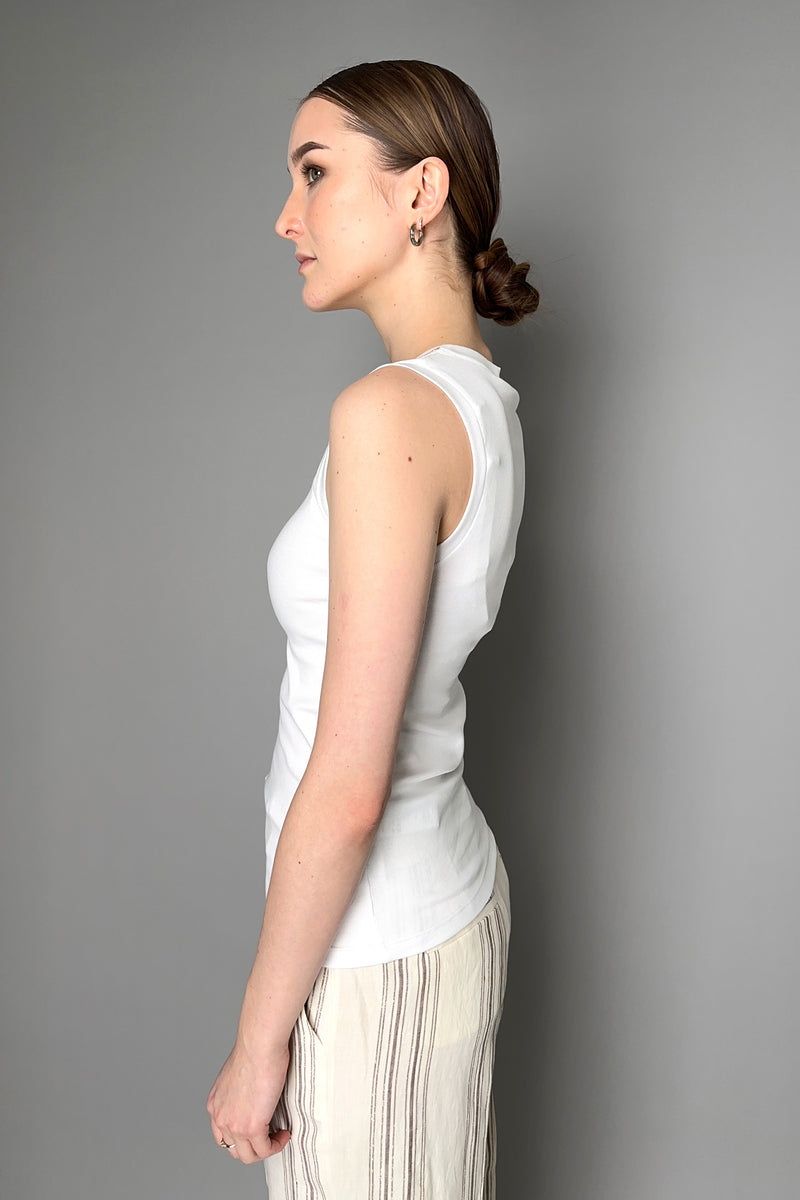 Peserico Ribbed Tank Top with Brilliant Beading Detail