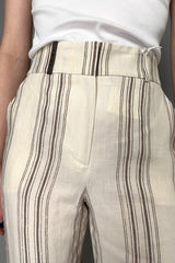 Peserico Linen Trousers with Brown and Lurex Pinstripes