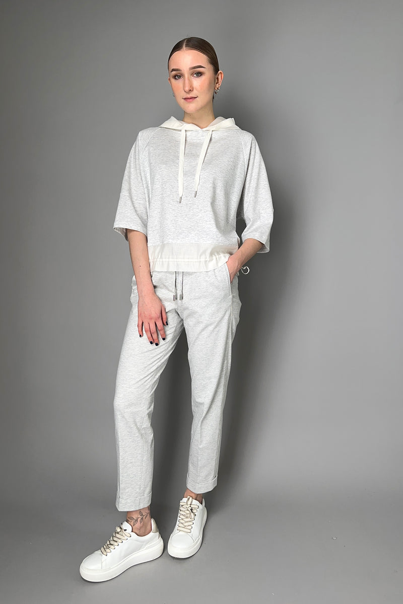 Peserico Sweat Pants with Brilliant Beading Detail in Heather Grey
