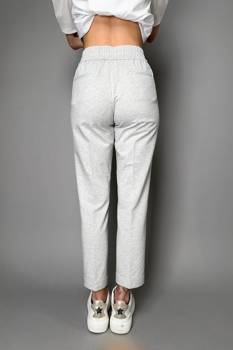Peserico Sweat Pants with Brilliant Beading Detail in Heather Grey