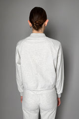 Peserico Bomber Sweatshirt Jacket with Brilliant Beading Details in Heather Grey