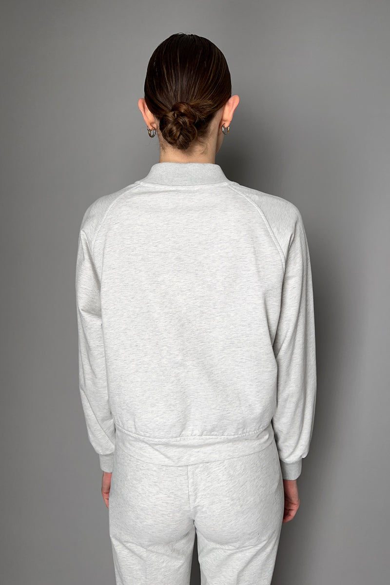 Peserico Bomber Sweatshirt Jacket with Brilliant Beading Details in Heather Grey Vancouver. Shop Online or in Store.