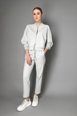 Peserico Bomber Sweatshirt Jacket with Brilliant Beading Details in Heather Grey Vancouver. Shop Online or in Store.