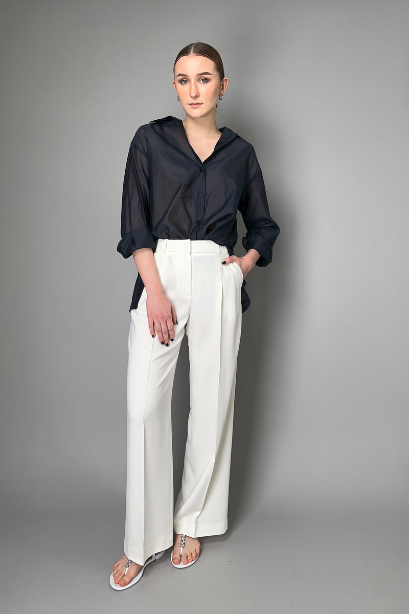 Peserico Fluid Drape Wide Leg Trousers in White Vancouver. Shop Online or in Store.