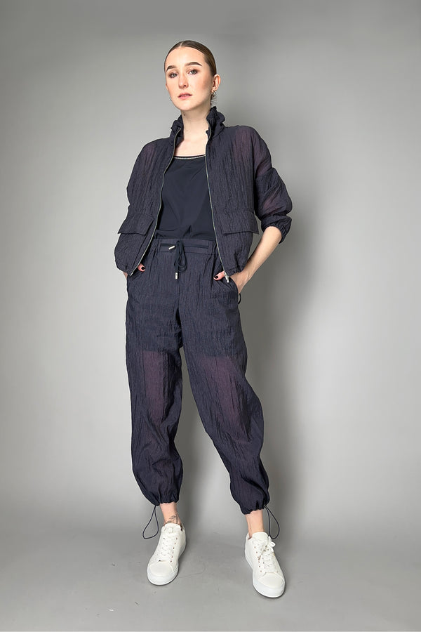 Peserico Textured Organdy Jogger Pants in Navy