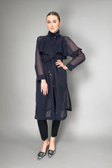 Peserico Textured Organza Trench Coat in Navy Vancouver. Shop Online or in Store.