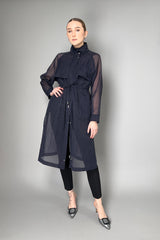 Peserico Textured Organza Trench Coat in Navy Vancouver. Shop Online or in Store.