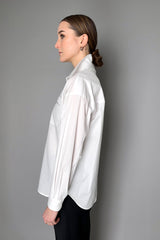 Peserico Oversized Cotton Shirt with Brillinat Beading Detail
