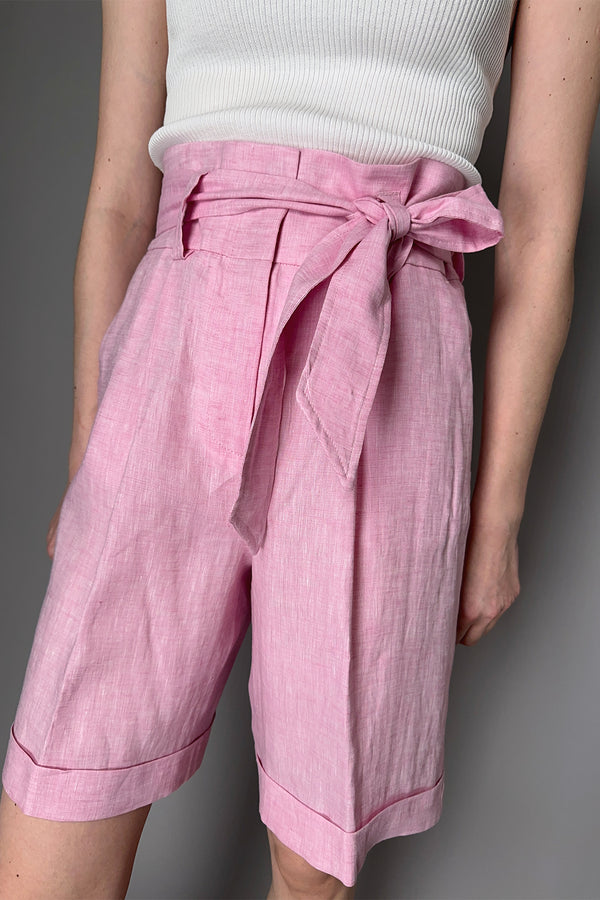 Peserico Linen Shorts with Drawstring in Pink