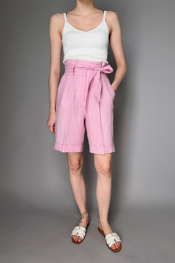 Peserico Linen Shorts with Drawstring in Pink