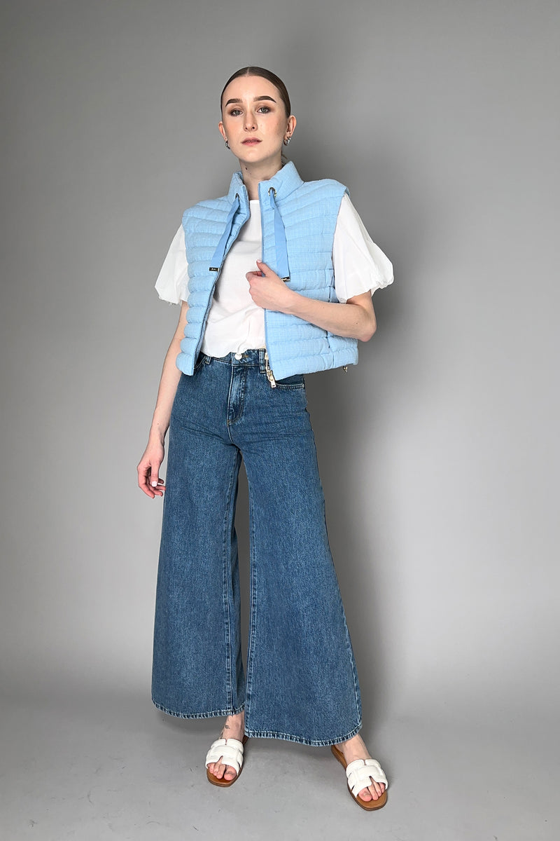 Herno Bouclé Padded Vest in Pastel Blue Vancouver. Shop Online or in Store.