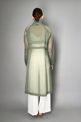 Peserico Textured Organza Trench Coat in Sage Green Vancouver. Shop Online or in Store.