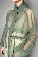 Peserico Textured Organza Trench Coat in Sage Green