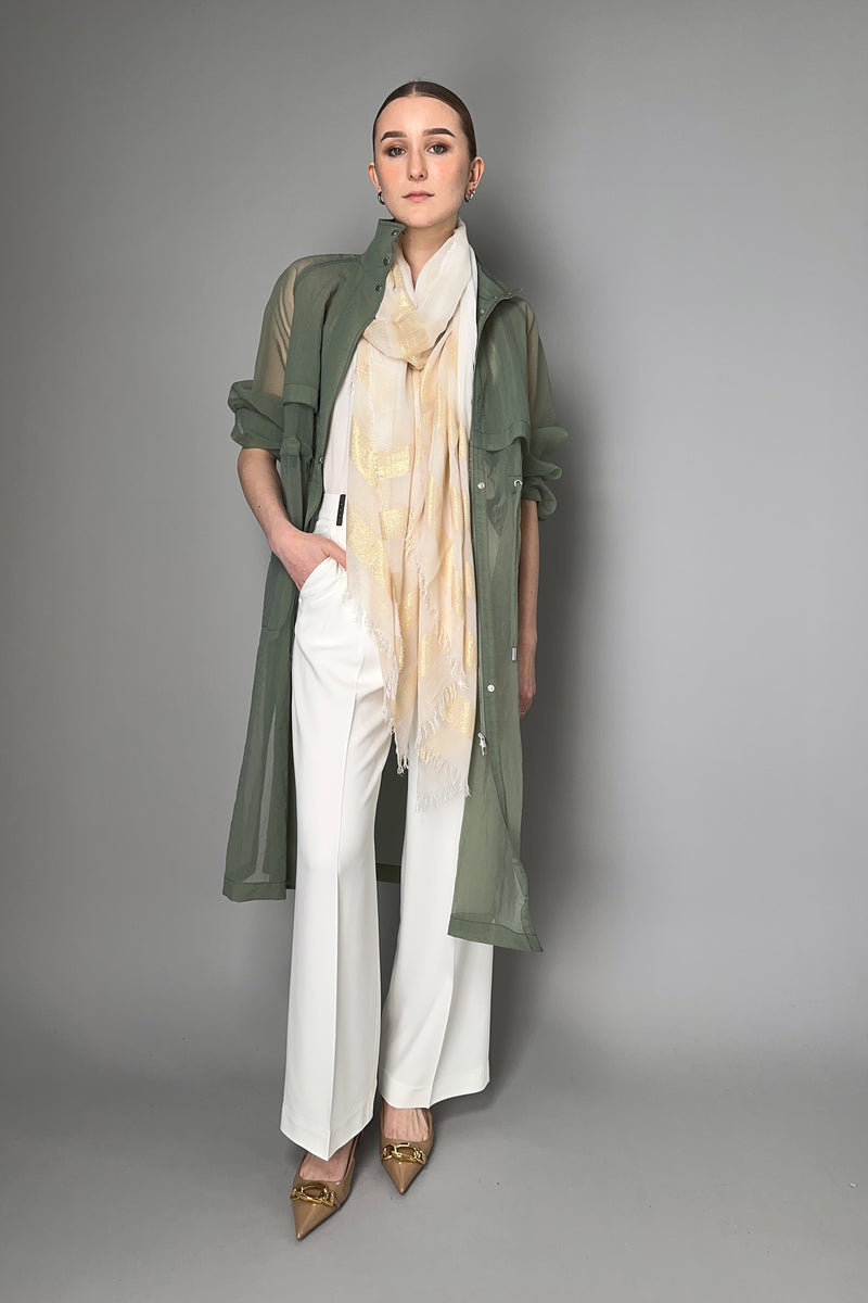 Peserico Textured Organza Trench Coat in Sage Green