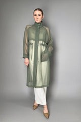 Peserico Textured Organza Trench Coat in Sage Green Vancouver. Shop Online or in Store.