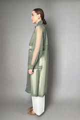 Peserico Textured Organza Trench Coat in Sage Green